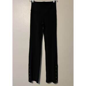 Athleta Elation Rib Snap Pants Black Size Small Straight Leg Yoga